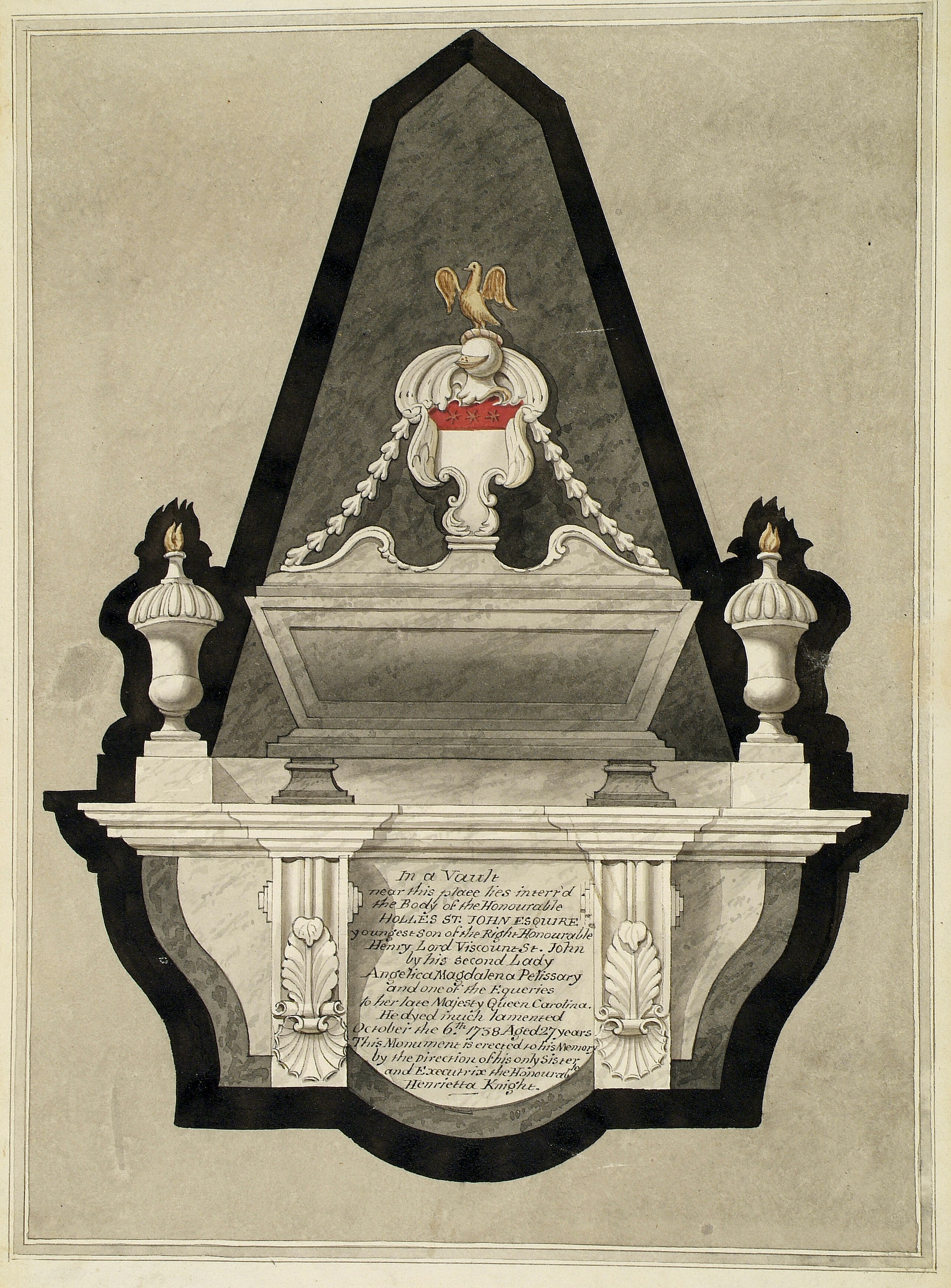 Memorial to Holles St John Esquire