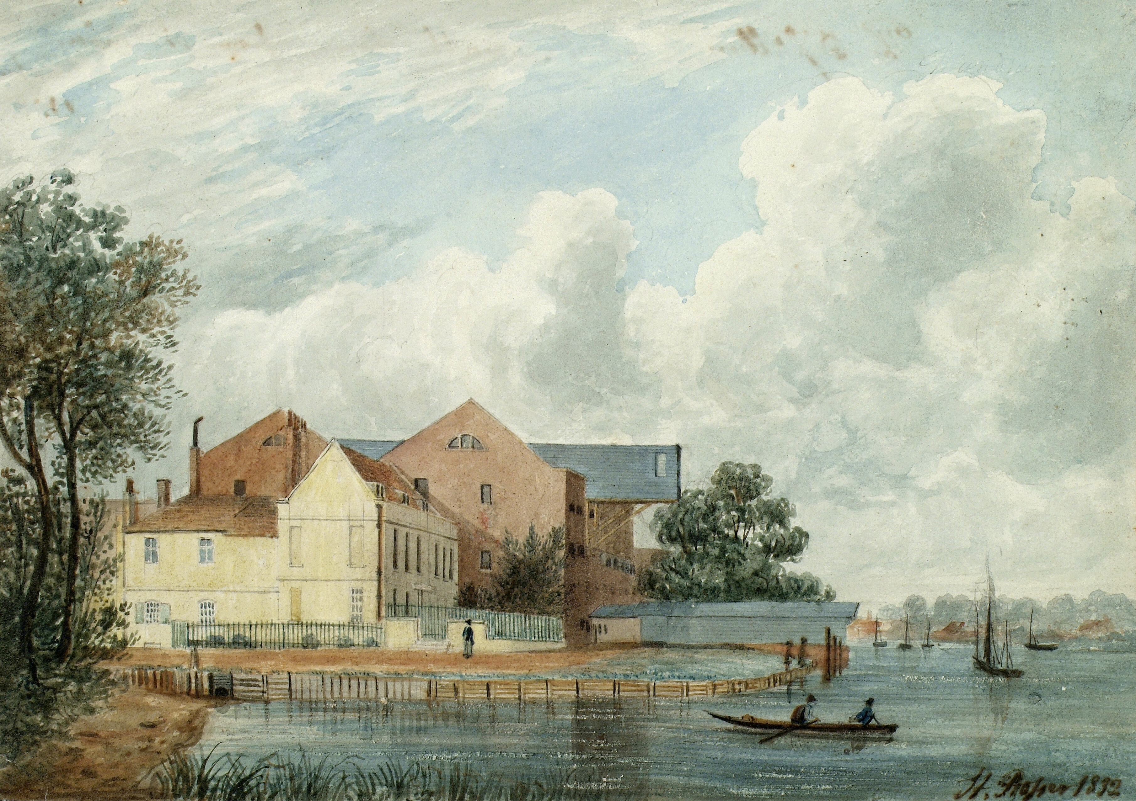 The distillery at Wandsworth, from the river