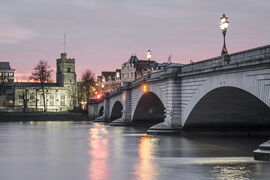 St Mary's Church Putney and a view of Putney Bridge