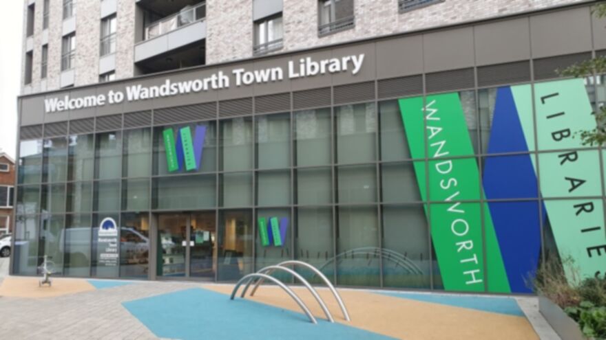 Photo of the front of Wandsworth Town Library building