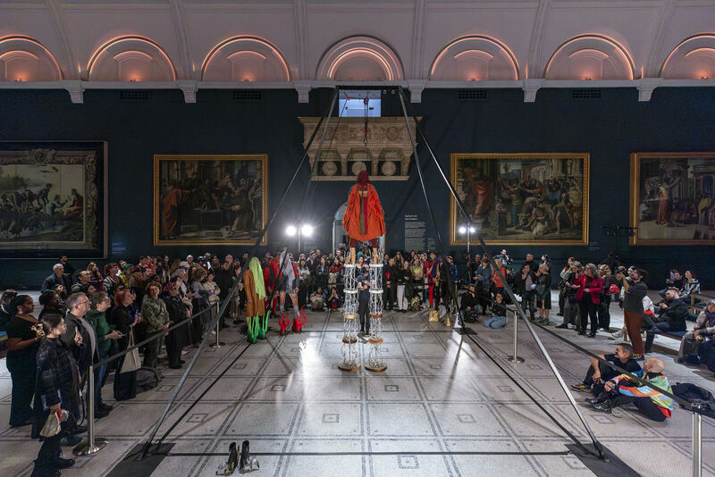 Unidentified Performing Objects live performance by artist Luca Bosani, V&A Museum South Kensington, Raphael Court room, 2024