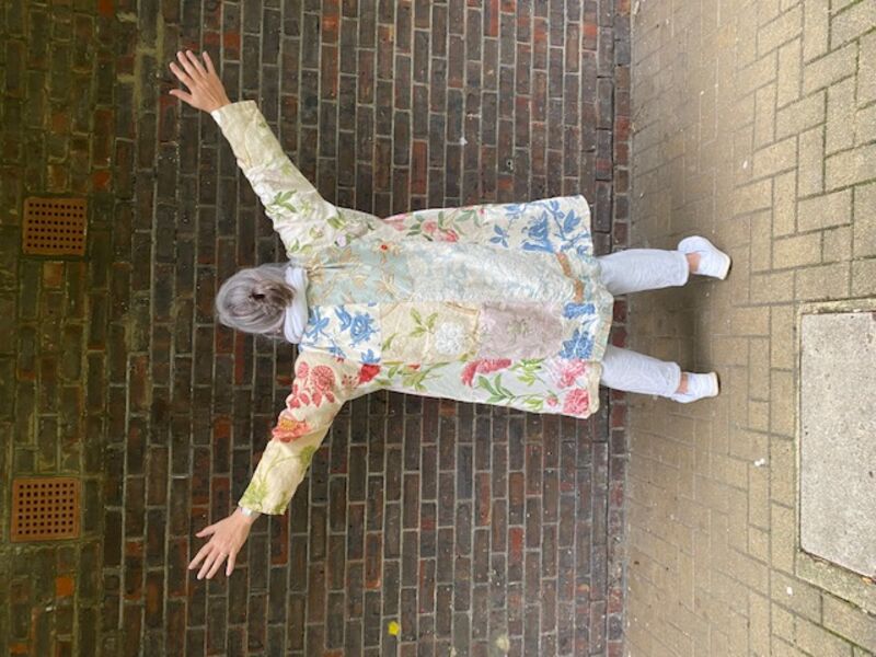 Duster coat made from sample book fabric 