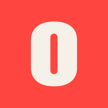A white O letter on a red background