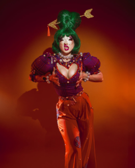 Lolo Brow, a drag queen, posing for the camera