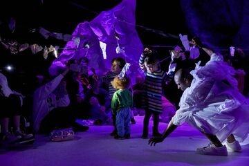 purple colour with chcildren playing