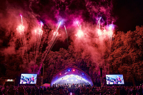Stage and Fireworks in Battersea Park