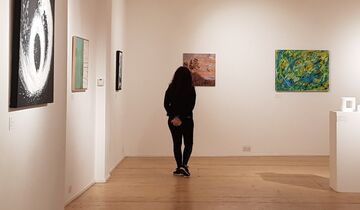 Image of a visitor enjoying a previous ArtCan exhibition