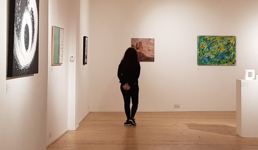 Image of a visitor enjoying a previous ArtCan exhibition