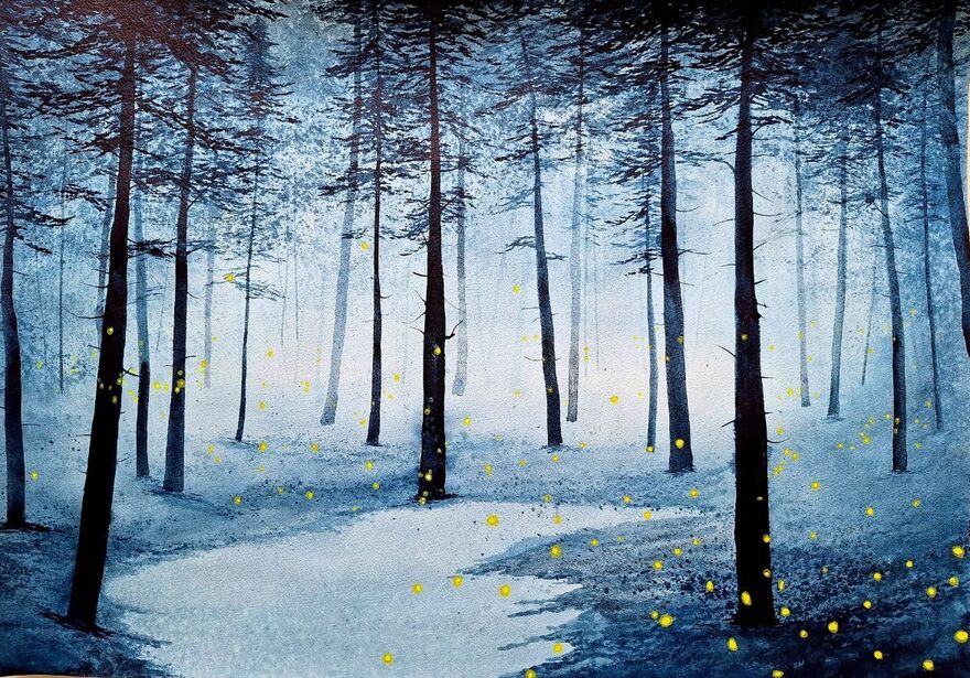 lvaro Petritoli 'Indigo Path II' 2025 (ink on watercolour paper) 50 x 70cm