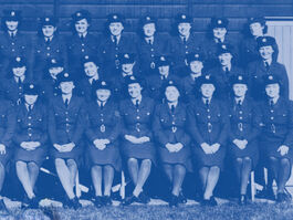 A group of WAAFs in uniform (WW2 Women's Air Force) who have completed their training and about to go into service - my Mum June is in the top right corner