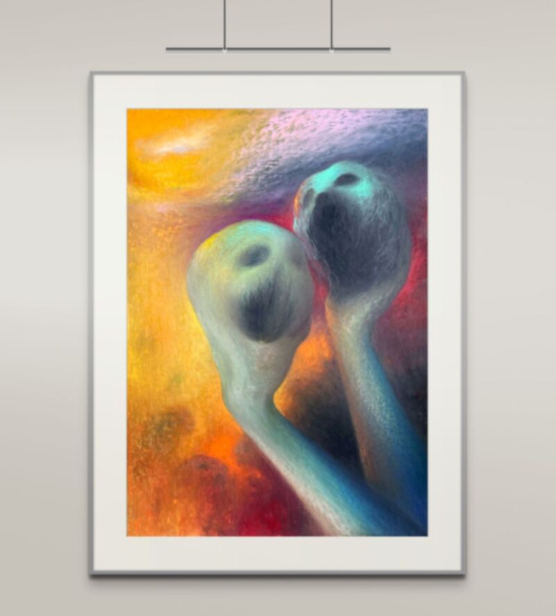 Words & Actions - Oil pastels on mount board