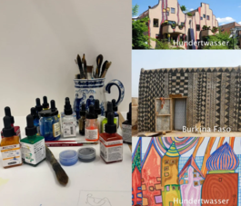 Image of different ink and mark making techniques 