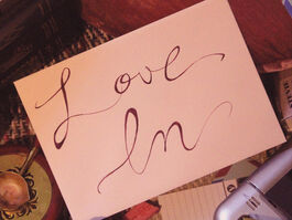 A pink envelope with