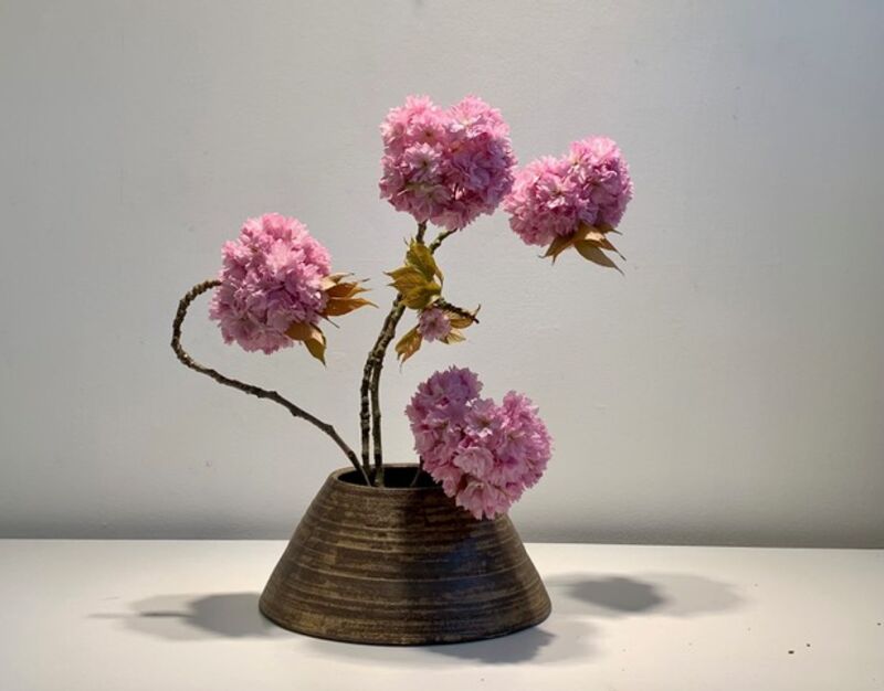 Ikebana Pom Pom Cherry Blossom arrangement 