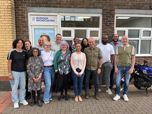 The Wandsworth Way Communrity Artists gathered outside Riverside Radio