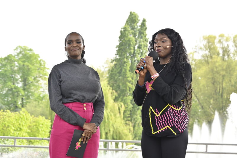 Oti Mabuse and Patience J on stage at Strictly Wandsworth