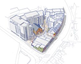Jan Kattein Architects - illustration of Chapel Yard's built form with vibrant community uses