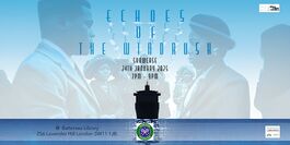 Cartoon boat on sea, overlaid with picture of black people wearing suits and hats, text overlaid giving events details