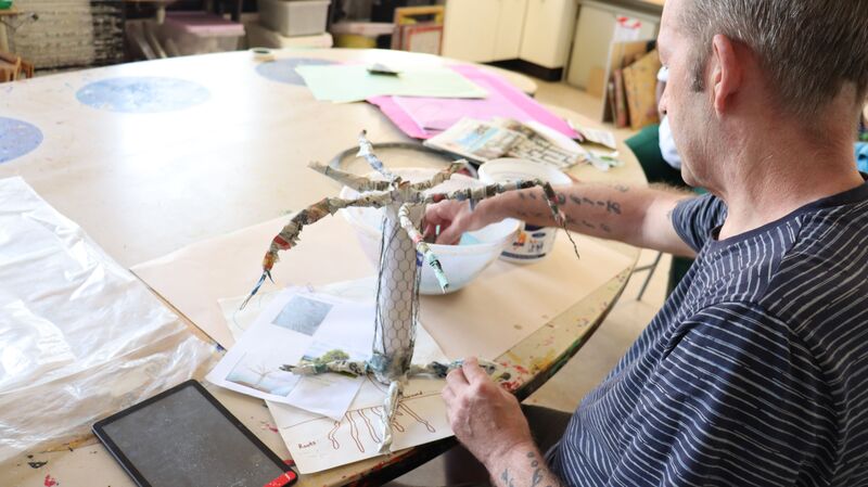 Tree of life - work in progress. Sculpture made using paper maché and wire 