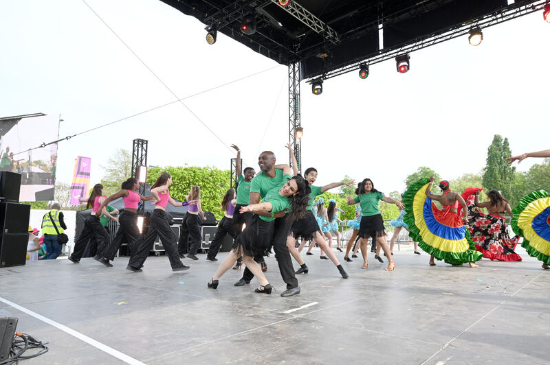 Image of dancers on stage at Strictly Wandsworth in Battersea Park