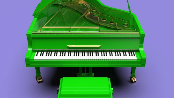 Green grand piano