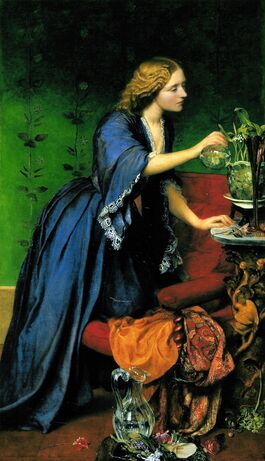 Painting of Jeannie Nassau Senior by George Frederic Watts showing her watering a plant. From wikimedia - public domain.