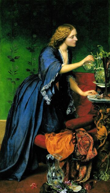 Painting of Jeannie Nassau Senior by George Frederic Watts showing her watering a plant. From wikimedia - public domain.