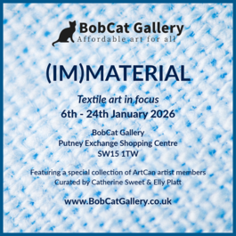 Promotional graphic for (IM)Material exhibition at BobCat Gallery