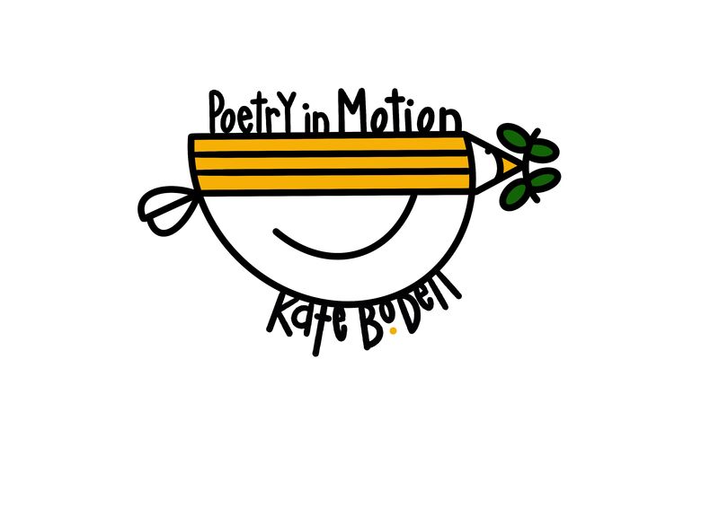 The POETRY in MOTION logo combines a dove and pencil to signify peace; that we can make changes in the world by first focusing on our own inner peace. 