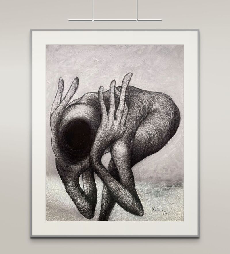 Fallen into despair - acrylic and charcoal on canvas board