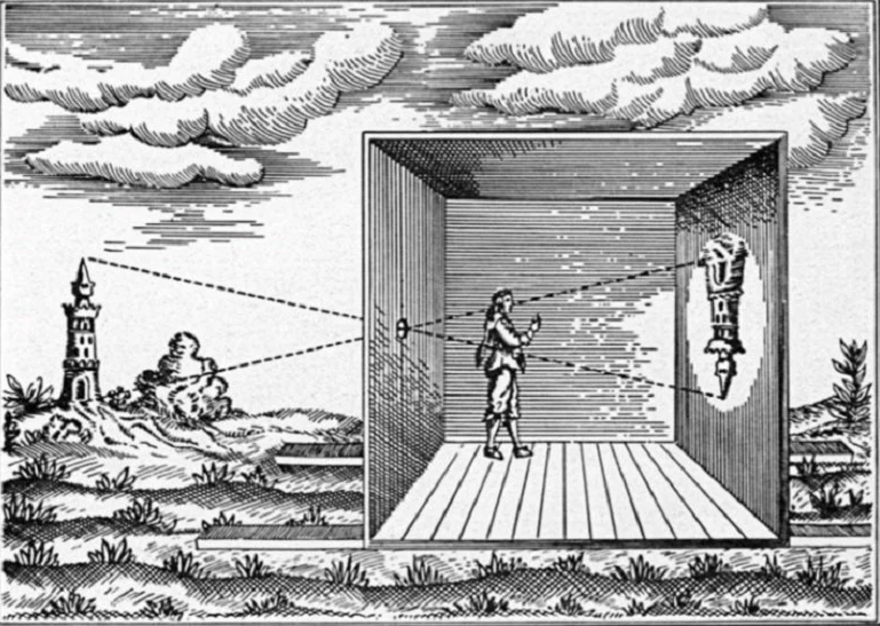 Illustration of a camera obscura