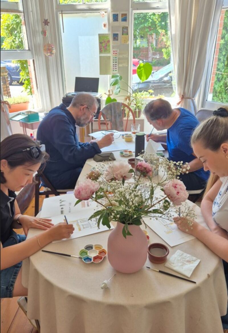 watercollour workshop in the studio