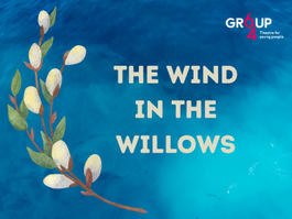 a blue background with white writing that says wind in the willows