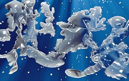 This fluid, abstract composition features reflective, liquid-like shapes suspended in deep blue space. The image conjures up an imagined underwater environment, with hints of movement and texture that evoke memories of long-forgotten swimming pools. Rather than depicting a literal space, the unstable, continuously shifting forms appear as if shaped by memory, perception and reinterpretation. Created through observation, reconstruction, and reimagination, the image reflects the workshop's approach to space. Sitting between documentation and fiction, it visualises a collective attempt to see the building differently - not as it is now, but as it once was. 
