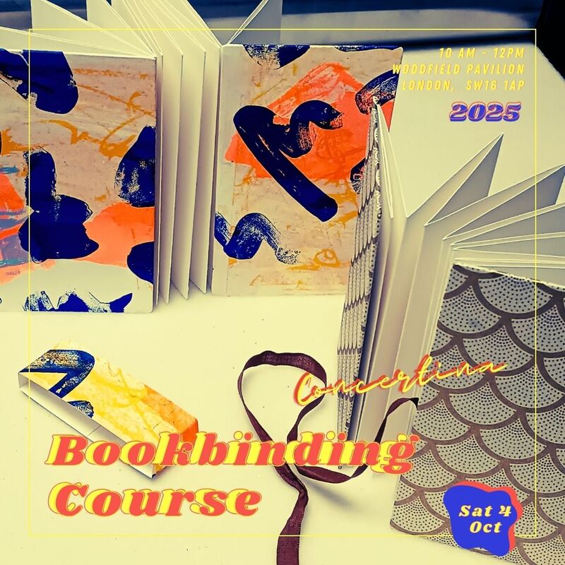 Poster for the course coming up, showcasing my handmade concertina books