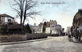 Postcard showing buildings on Roehampton High Street. From Wandsworth Libraries & Heritage Service.