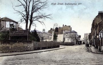 Postcard showing buildings on Roehampton High Street. From Wandsworth Libraries & Heritage Service.