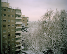 Image of the Fitzhugh Estate, Copyright Sharon O'Neill, showing the estate in snow.