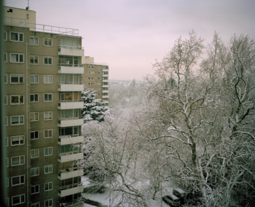 Image of the Fitzhugh Estate, Copyright Sharon O'Neill, showing the estate in snow.