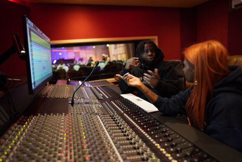 World Heart Beat students in the recording studio