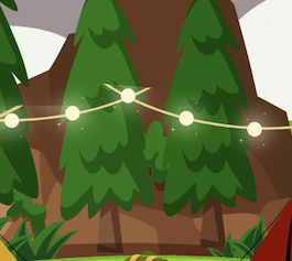 Image of families reading in tents by a campfire with hotdogs and trees