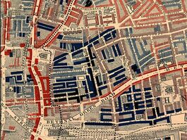 Image of Charles Booth's Poverty Map, sourced from wikimedia, public domain.
