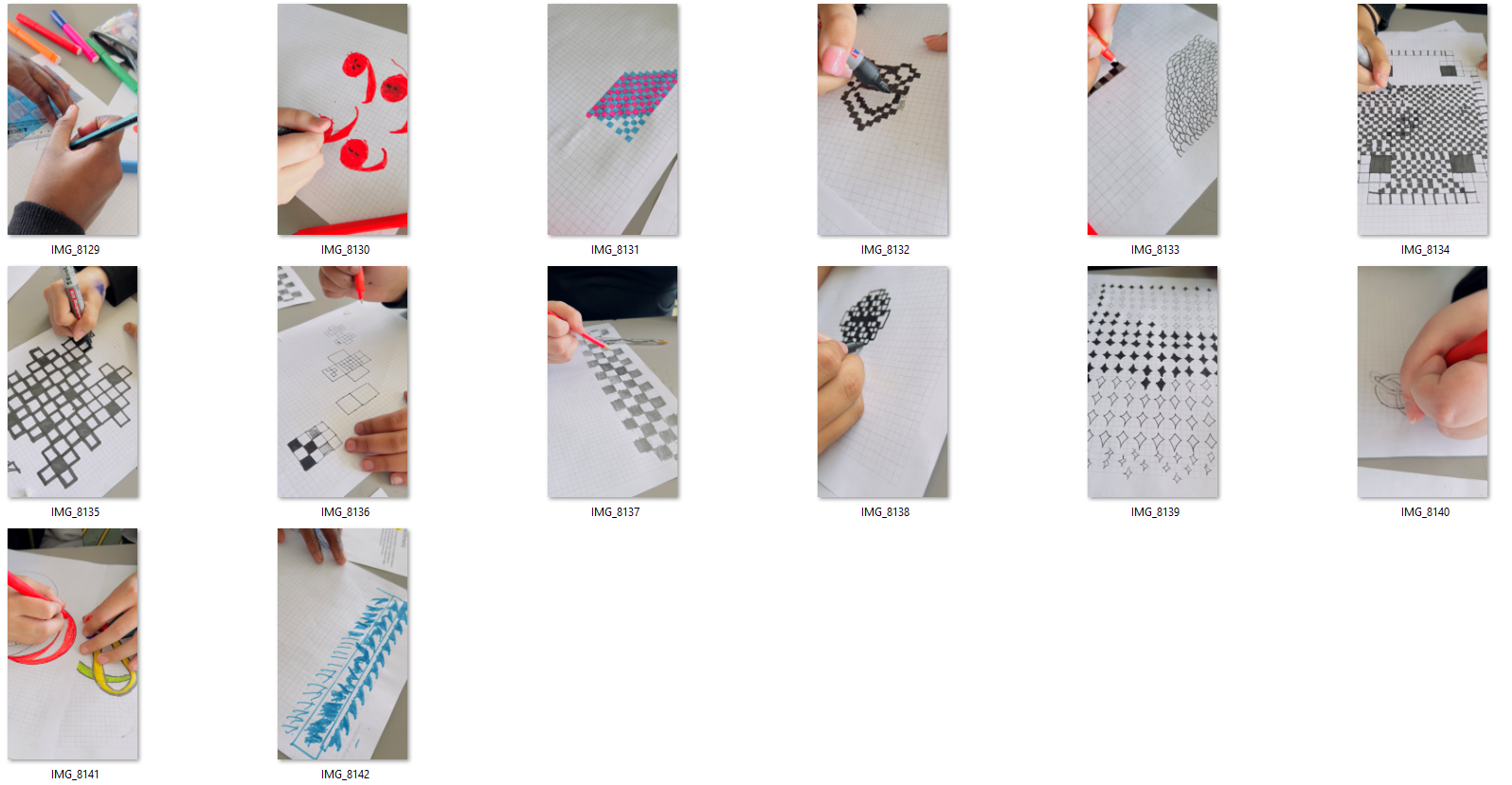 Selection of images - people drawing designs