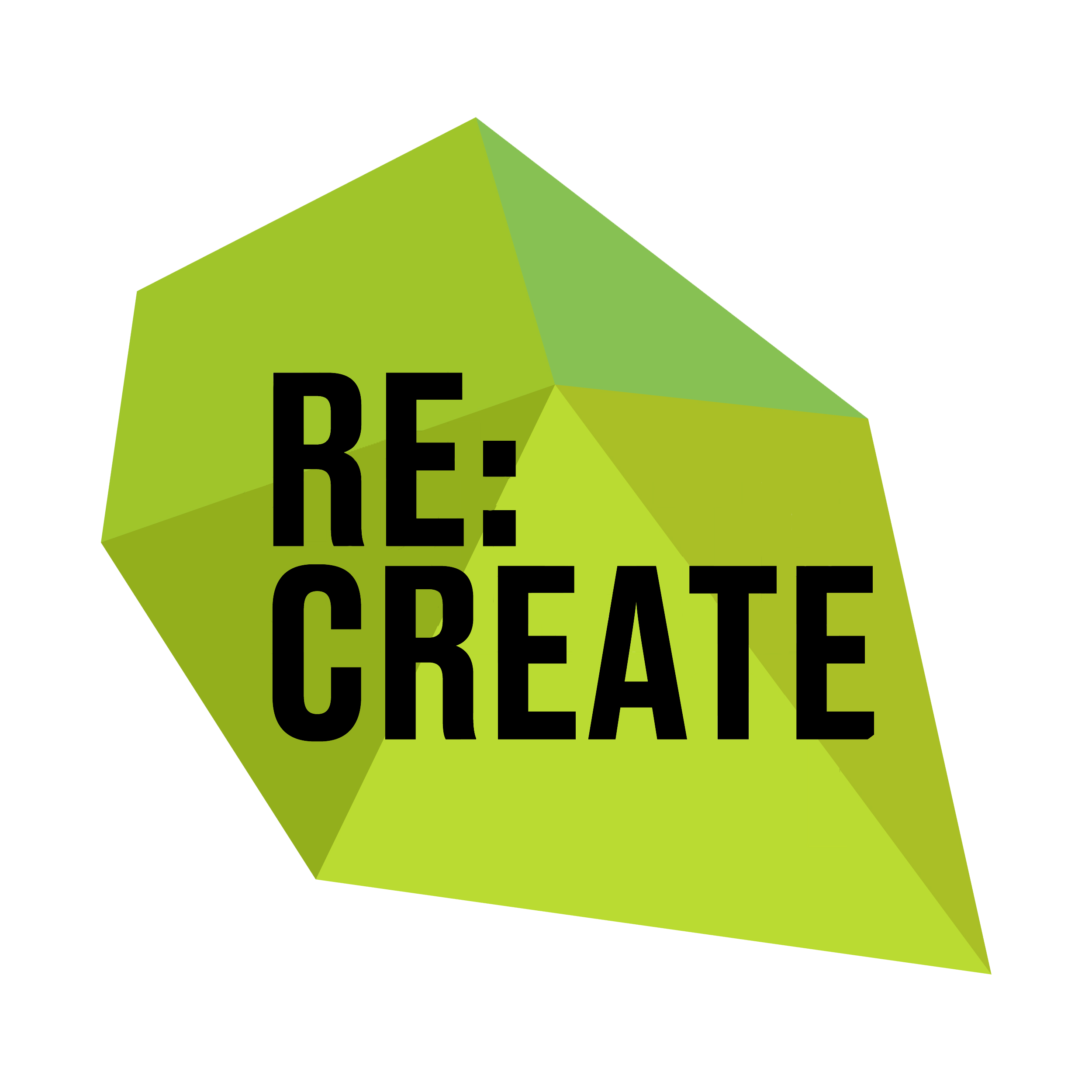 Logo Green shape with the text reading Re:create